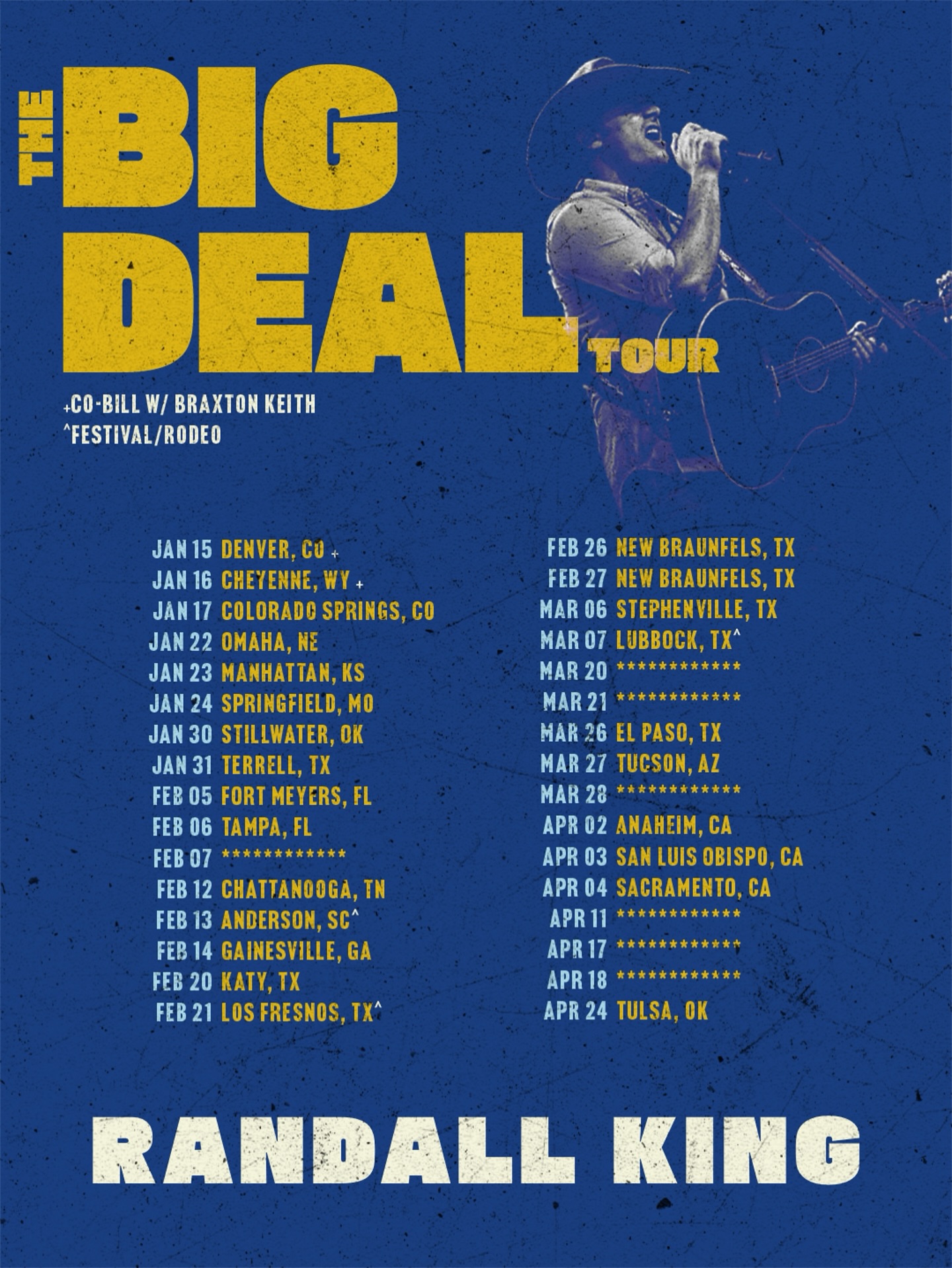 Randall King The Big Deal Tour Poster 2026